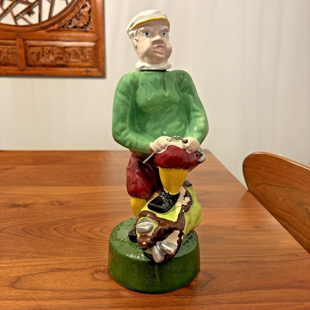 Vintage Whyte & Mackays 'The Duffer' Scotch Whiskey Golfer Decanter Empty Bottle